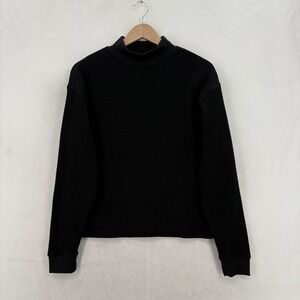 Gap Sweater Womens Small Black Waffle Knit Mock Neck Thermal Long Sleeve NWT
